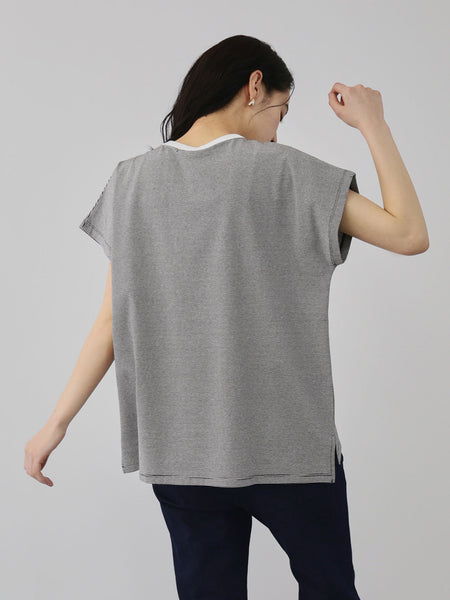ナローボーダーステートメントTシャツ