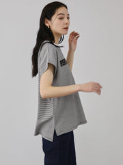 ナローボーダーステートメントTシャツ
