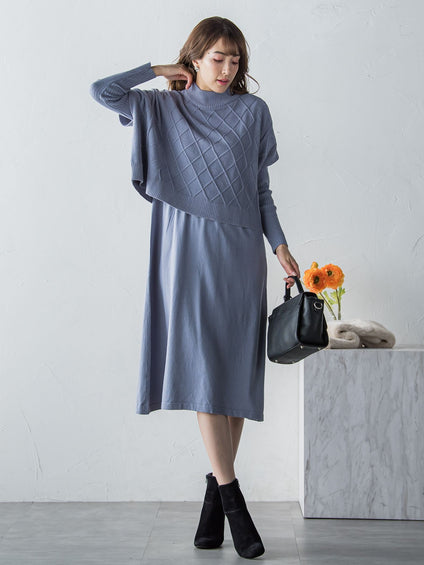 ケーブルTOPS＆ニットワンピースSET ≪手洗い可能≫