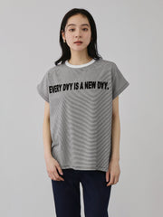 ナローボーダーステートメントTシャツ