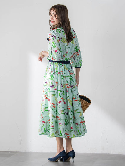 【KEITA KAWASAKI × Viaggio Bluコラボ】リリープリントブラウス