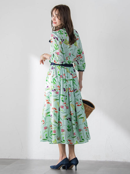 【KEITA KAWASAKI × Viaggio Bluコラボ】リリープリントブラウス