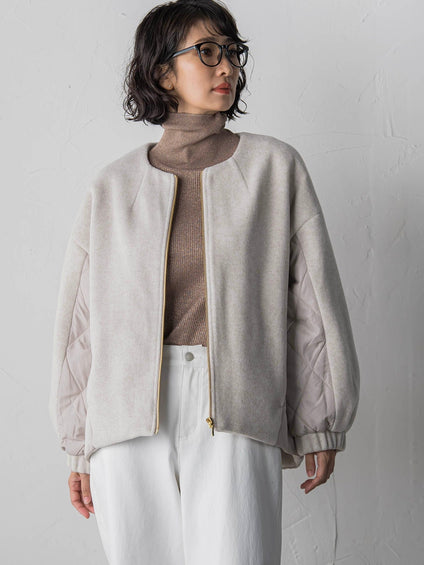 【biyori】キルティングノーカラーブルゾン