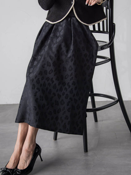 【WEB限定】レオパードジャガードスカート