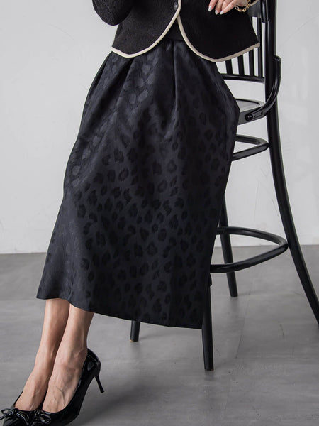 【WEB限定】レオパードジャガードスカート