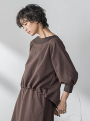 ボートネックドロストヘムスカートセットアップ