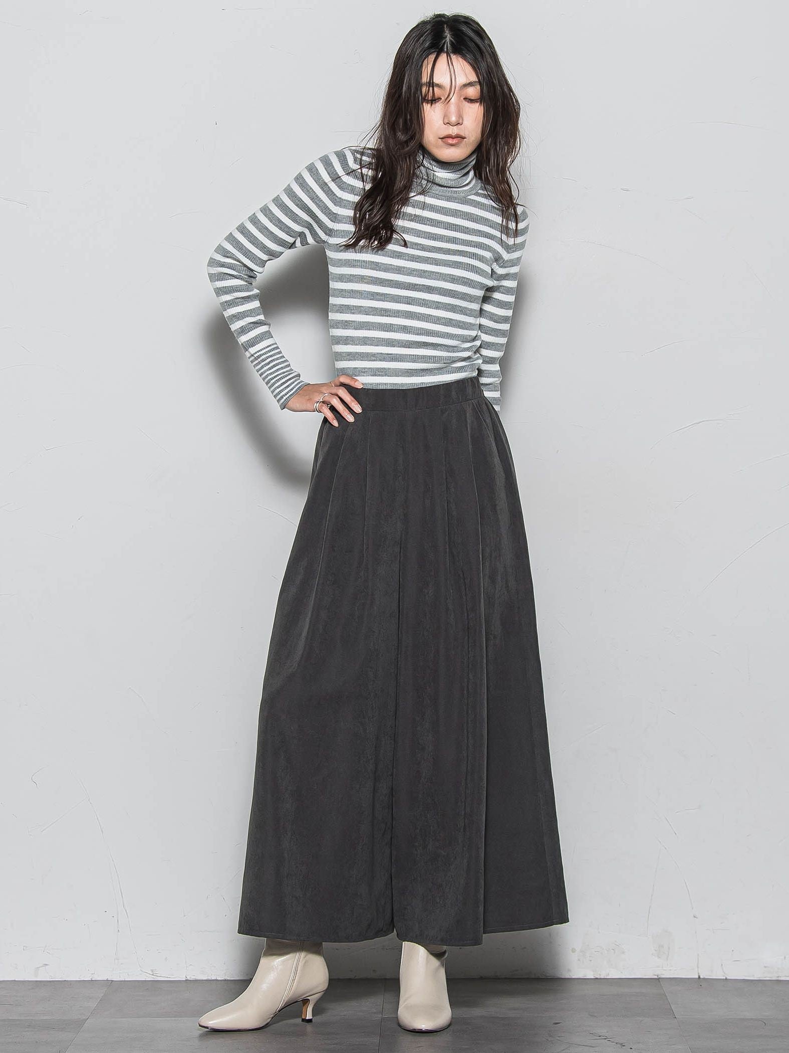 【WEB限定】タートルネックボーダーニットプルオーバー≪手洗い可能≫