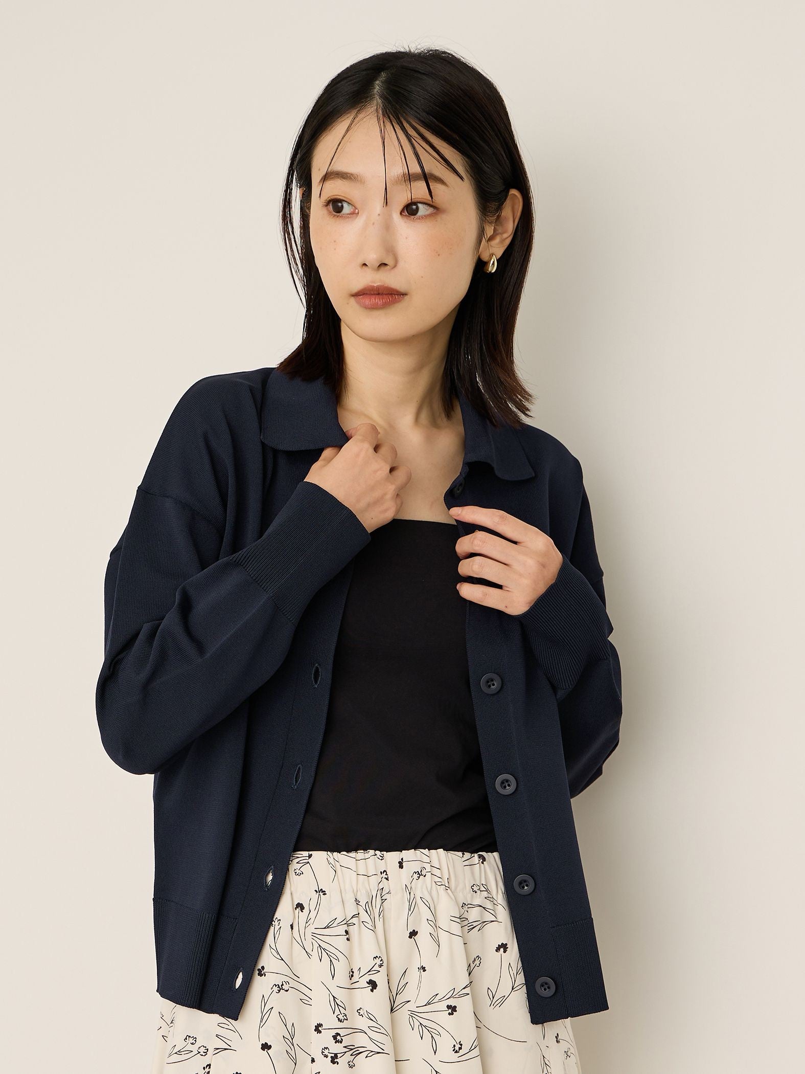スポンディッシュポロニットトップス≪手洗い可能≫