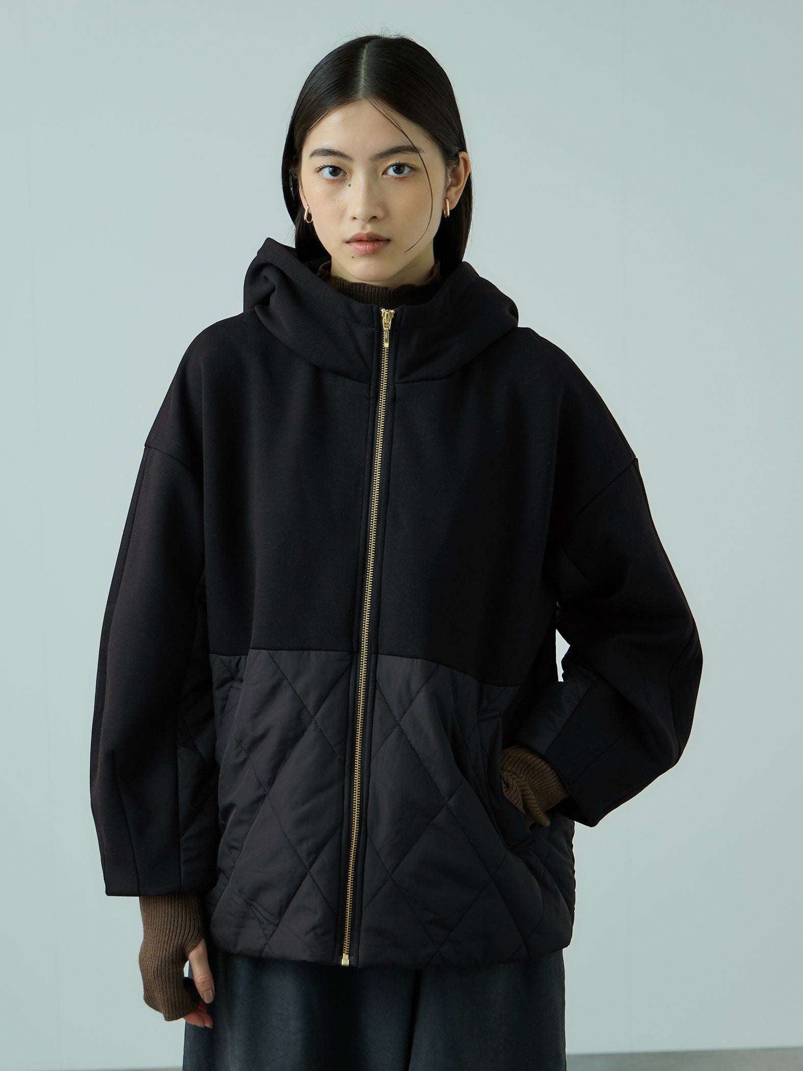 キルトダンボールコクーンスリーブブルゾン
