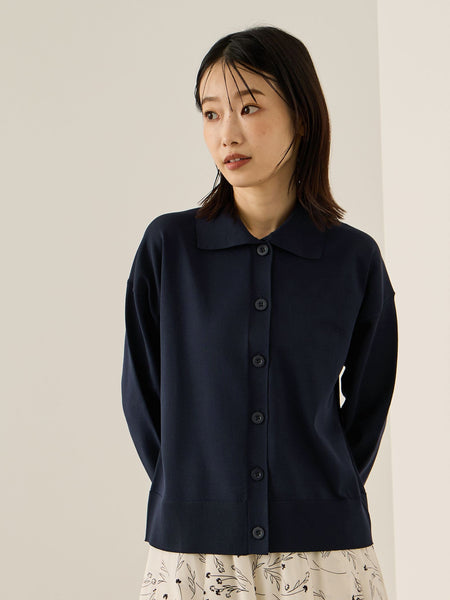 スポンディッシュポロニットトップス≪手洗い可能≫