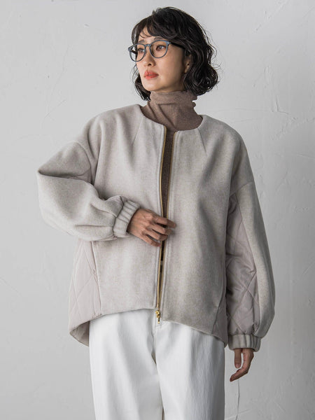 【biyori】キルティングノーカラーブルゾン