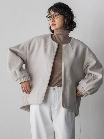 【biyori】キルティングノーカラーブルゾン