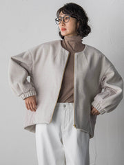 【biyori】キルティングノーカラーブルゾン