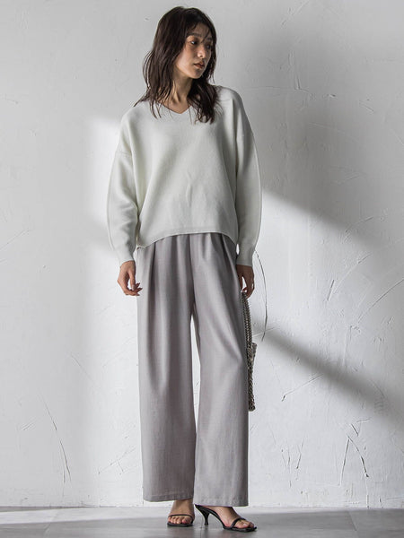 Vネックラメガーターニットプルオーバー≪手洗い可能≫