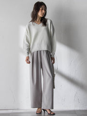 Vネックラメガーターニットプルオーバー≪手洗い可能≫