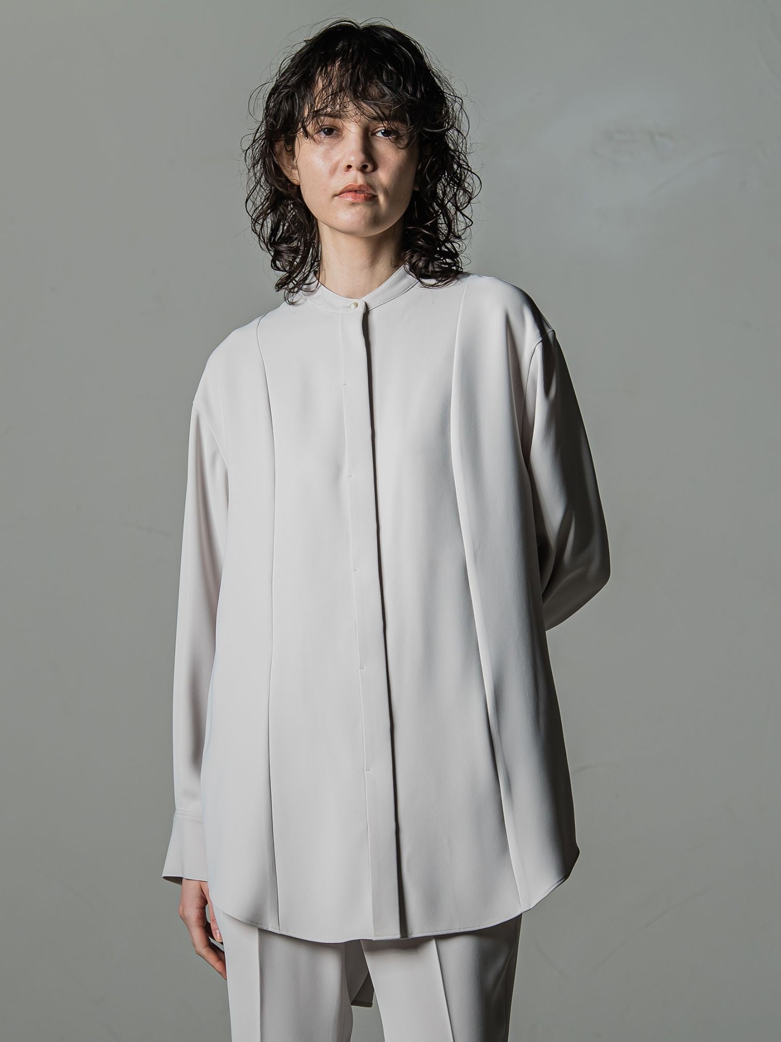 ダブルクロス2WAYロングシャツブラウス≪洗濯機で洗える/セットアップ対応≫
