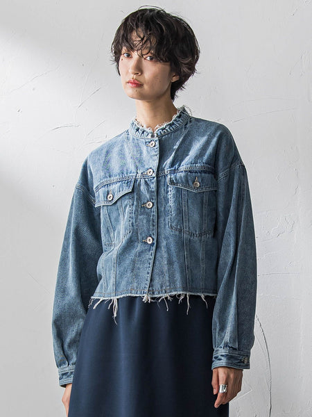 デニムショートジャケット≪洗濯機で洗える≫