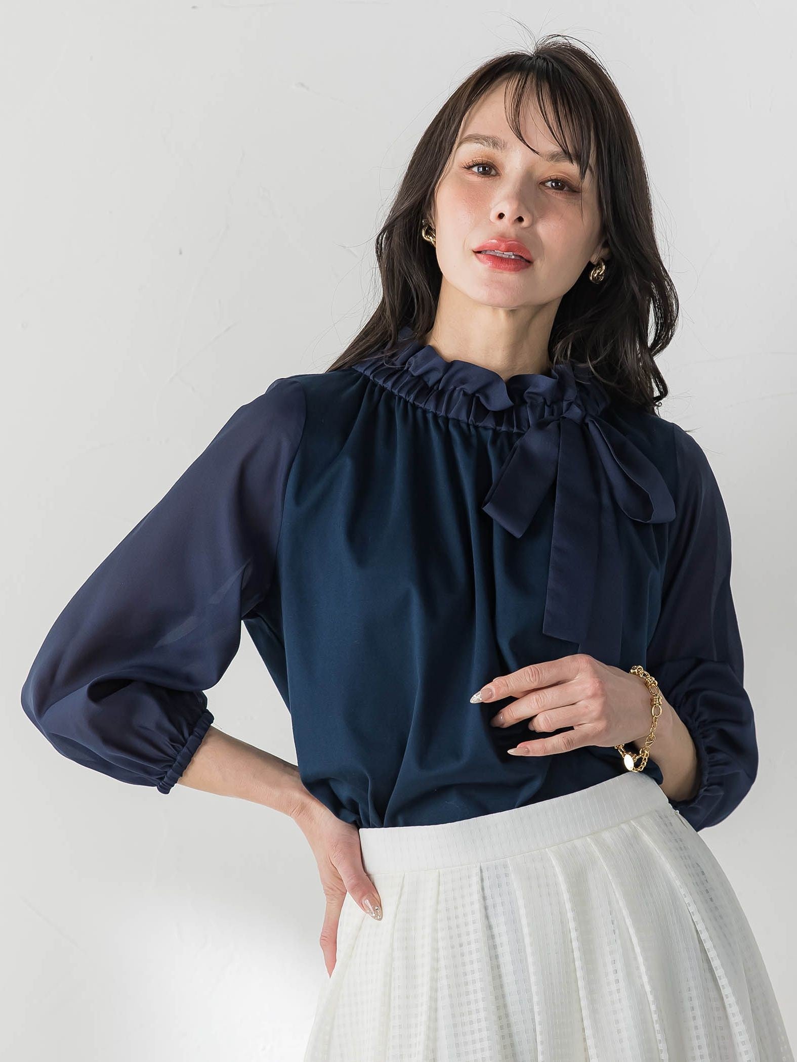 サイドリボンカットソー