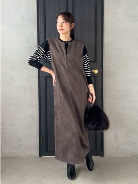 【WEB限定】フェイクスエードワンピース≪洗える≫