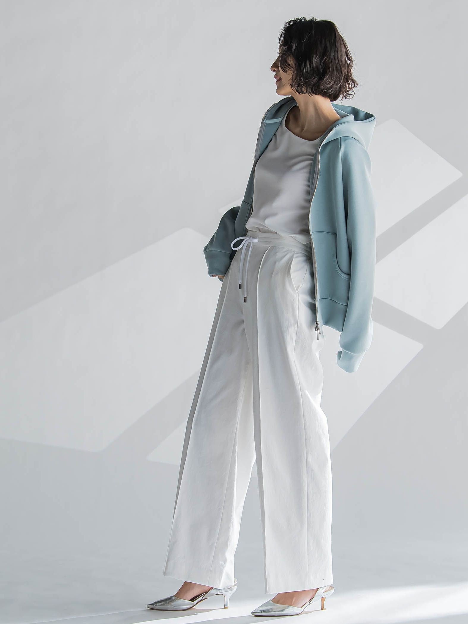 【WEB限定】シェルタリングワイドパンツ≪洗濯機で洗える≫