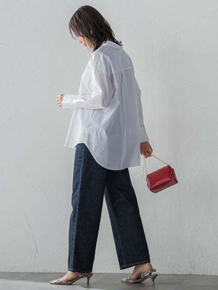 【JAPAN BLUE JEANS】デニムワイドパンツ≪洗濯機で洗える≫