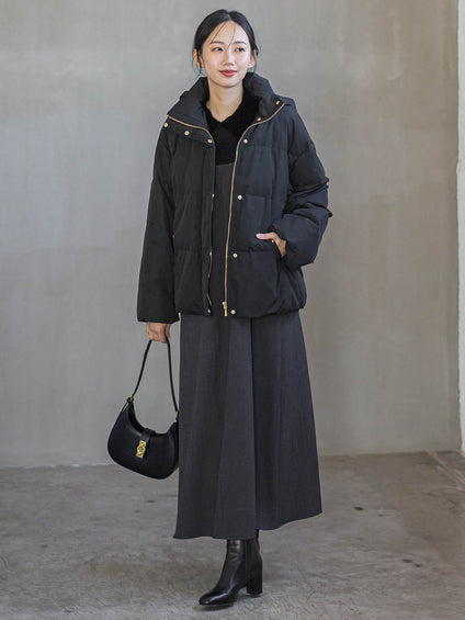 ミックスツイード×レザーライクジャンスカ≪洗濯機で洗える≫