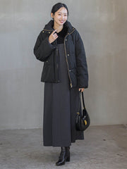 ミックスツイード×レザーライクジャンスカ≪洗濯機で洗える≫