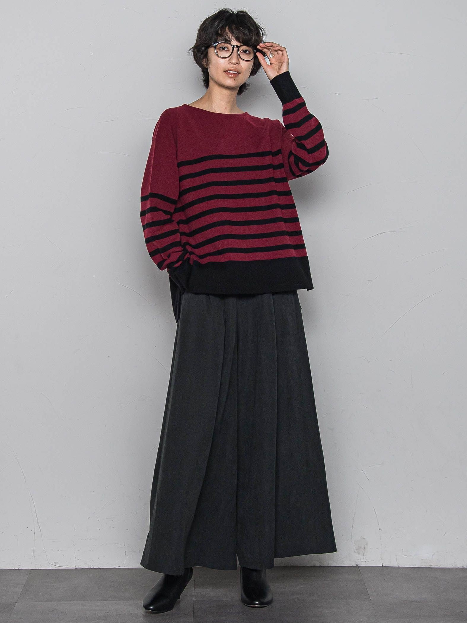 【ふわもち】ボーダーニット≪洗濯機で洗える≫