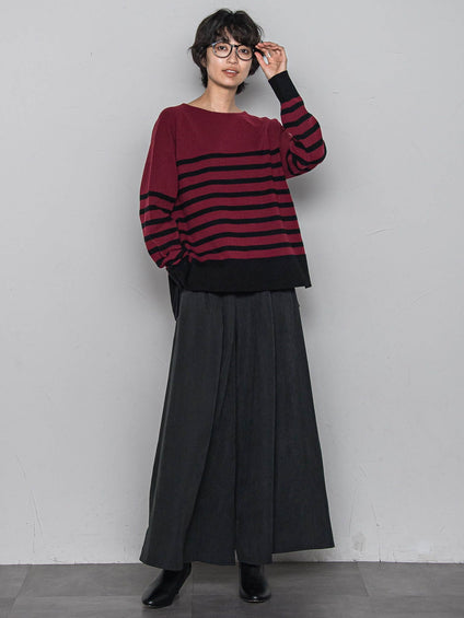 【ふわもち】ボーダーニット≪洗濯機で洗える≫