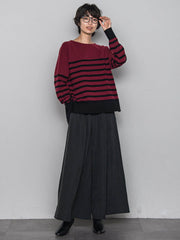 【ふわもち】ボーダーニット≪洗濯機で洗える≫