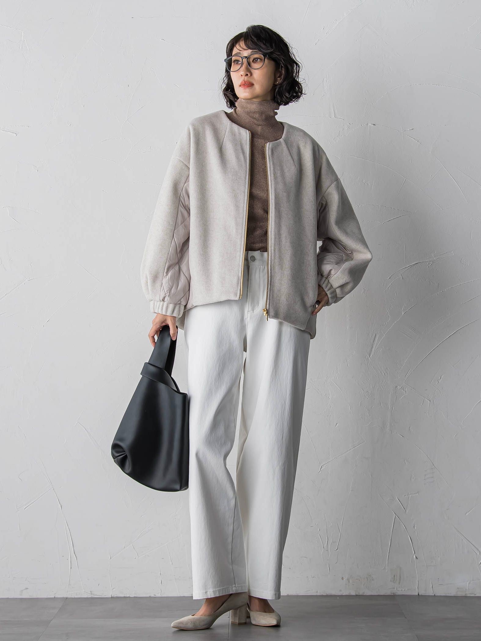 【biyori】キルティングノーカラーブルゾン