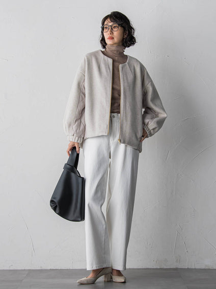 【biyori】キルティングノーカラーブルゾン