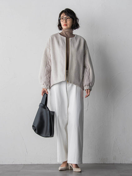 【biyori】キルティングノーカラーブルゾン