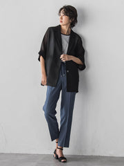 【大きいサイズ】まるーでデニムテーパードパンツ