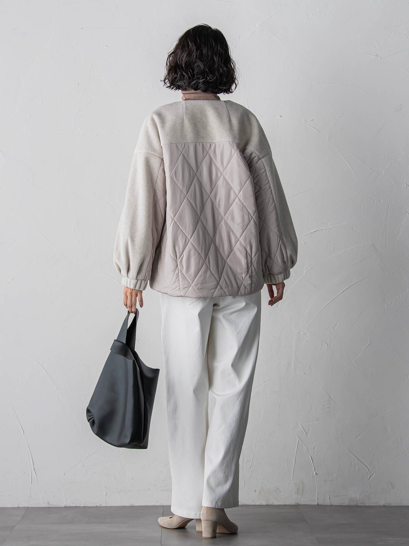 【biyori】キルティングノーカラーブルゾン