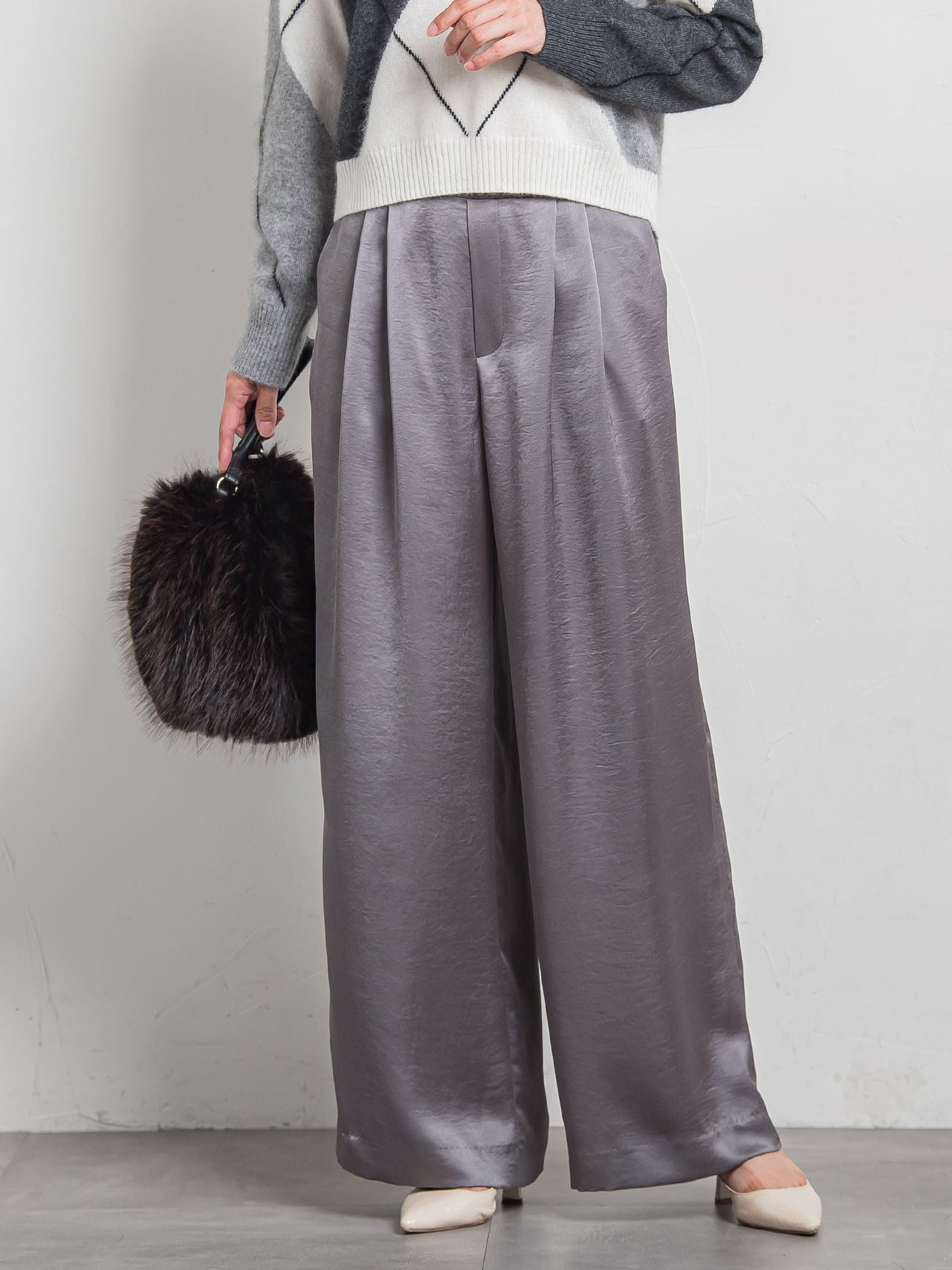 カリーヌサテンパンツ≪洗える≫