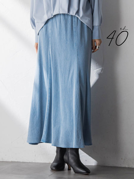 【40周年限定】カラーデニムセミフレアスカート