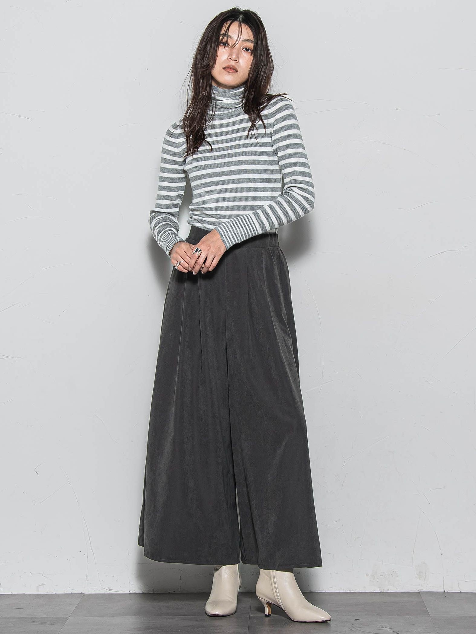 【WEB限定】タートルネックボーダーニットプルオーバー≪手洗い可能≫