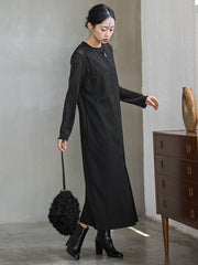 裏起毛サキソニーワンピース≪手洗い可能≫