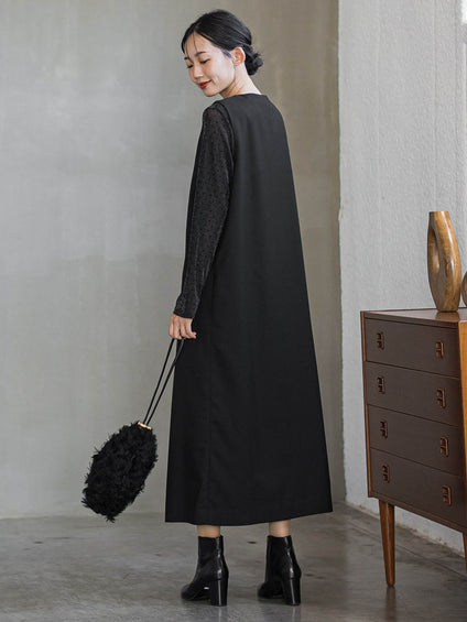 裏起毛サキソニーワンピース≪手洗い可能≫