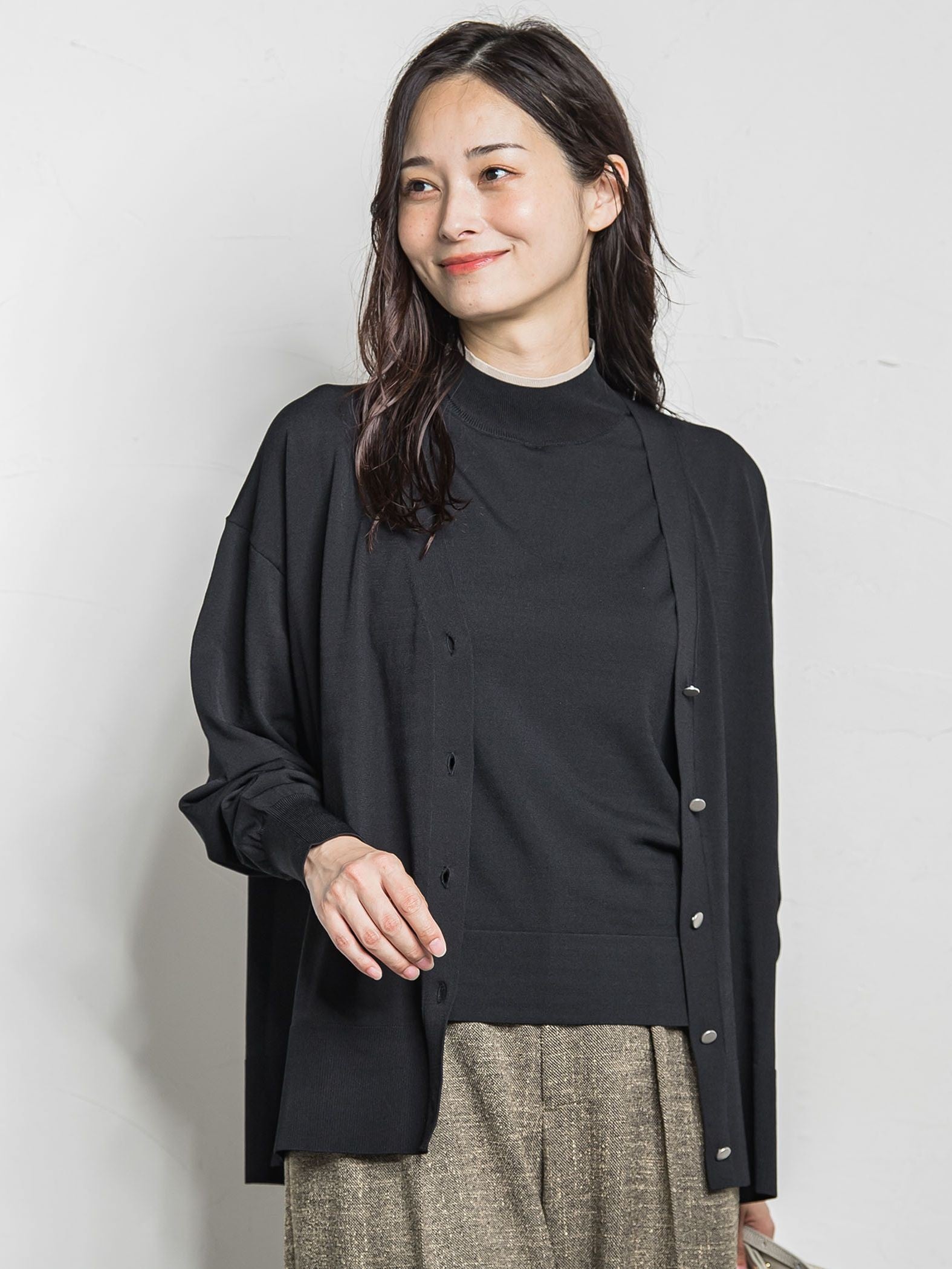 Vネックニットカーディガン≪手洗い可能≫