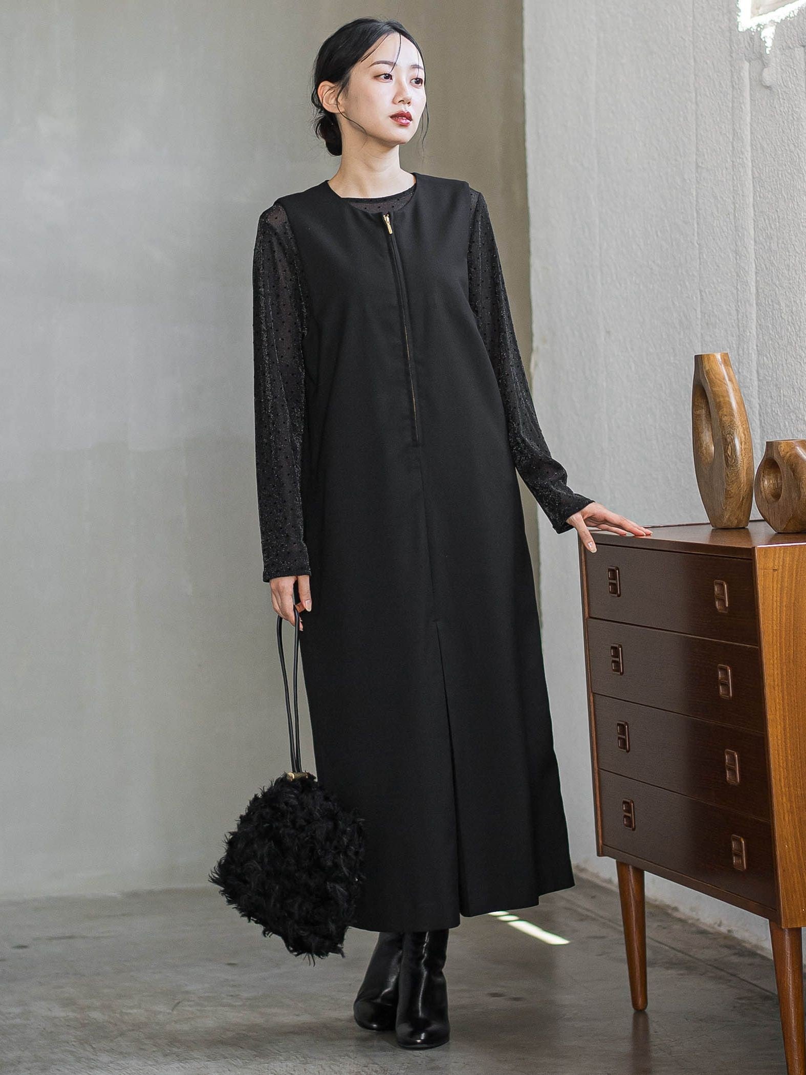 裏起毛サキソニーワンピース≪手洗い可能≫