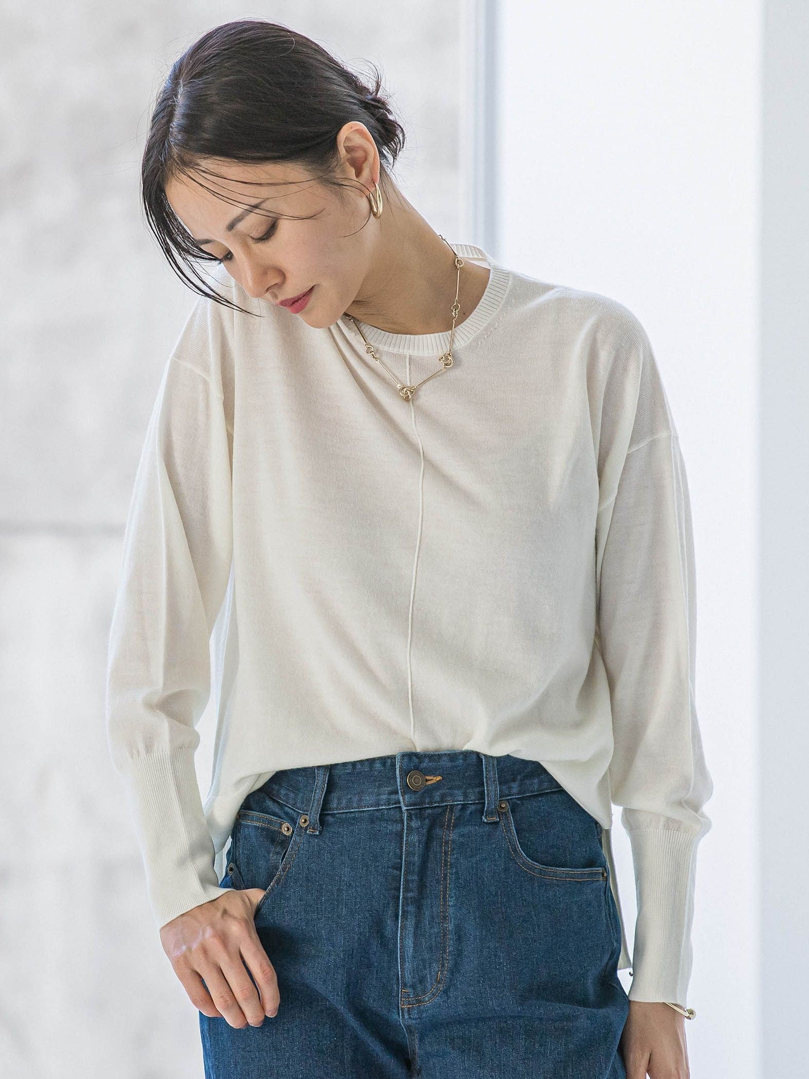 【WEB限定】ウォッシャブルウールクルーネックニット≪洗える≫