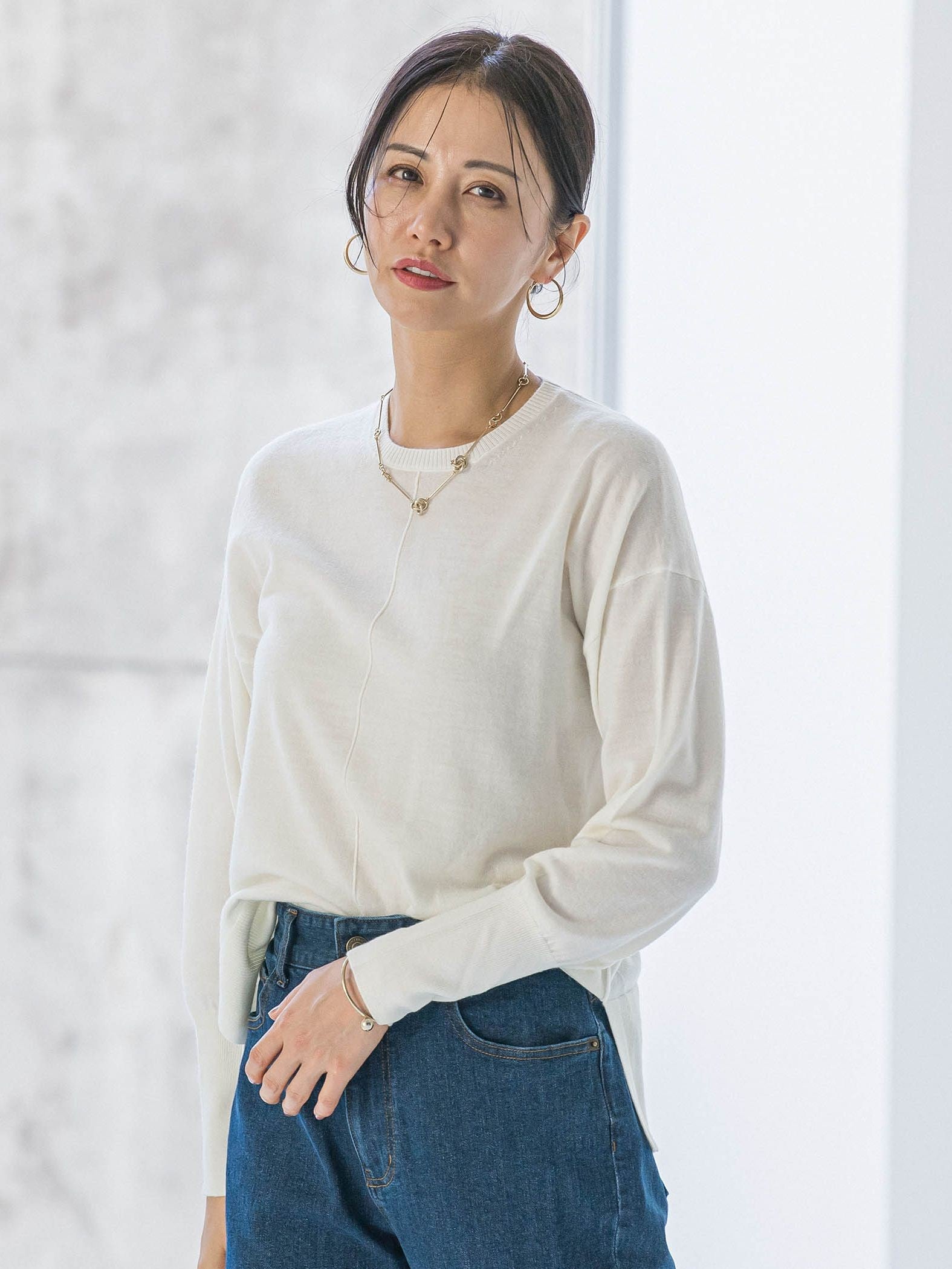 【WEB限定】ウォッシャブルウールクルーネックニット≪洗える≫