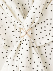 デシンVネックフリルドットボウタイブラウス