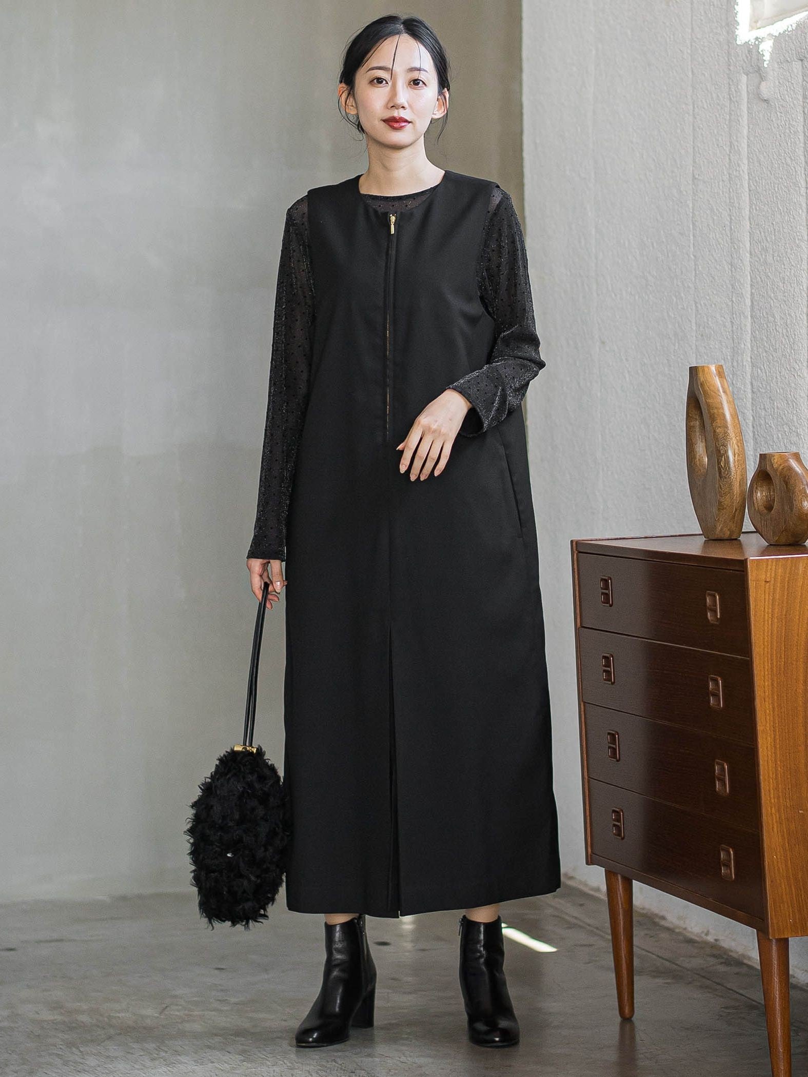 裏起毛サキソニーワンピース≪手洗い可能≫