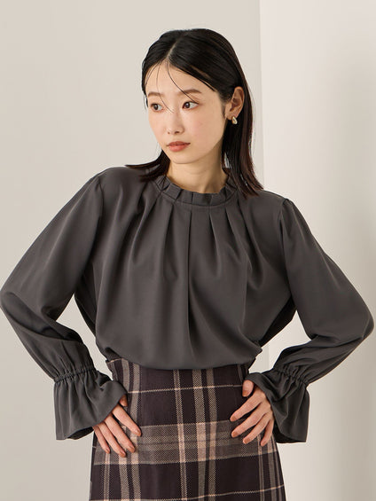 エステールギャバジンハイネックブラウス≪手洗い可能≫