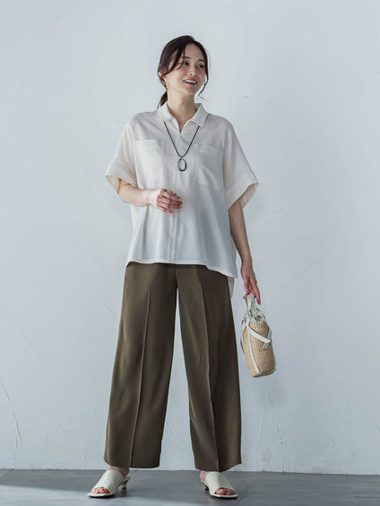 【一部店舗限定販売】ミニマルシャツライクプルオーバー≪手洗い可能≫