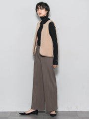 【WEB限定】裏起毛プリーツパンツ≪手洗い可能≫