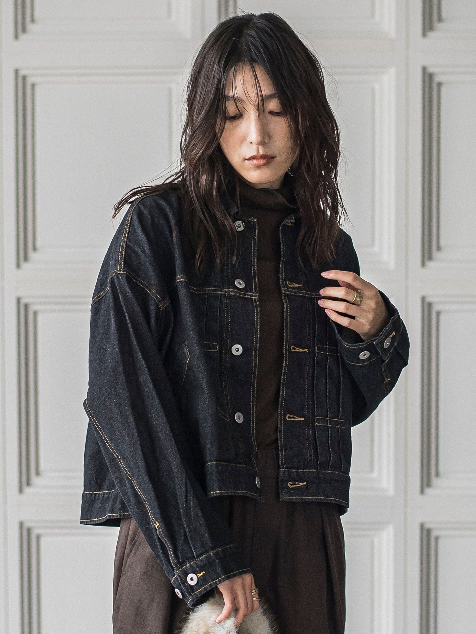 【WEB限定】デニムクロップドジャケット≪洗濯機で洗える≫